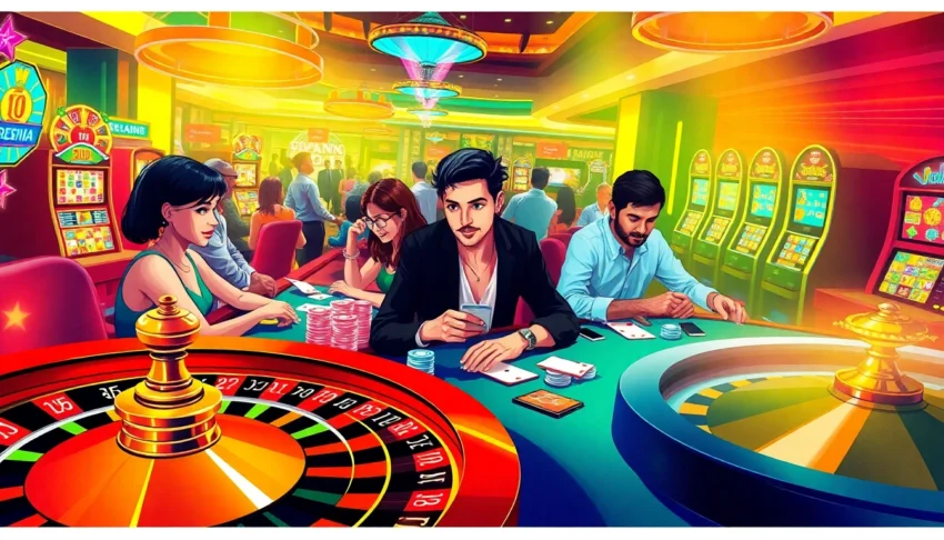 Players experiencing the thrill of gaming at pg88.krd in a lively casino atmosphere.