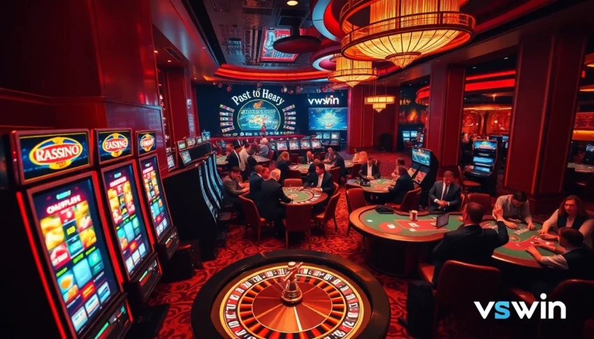 Experience the thrill of winning at vswin casino with vibrant slot machines and competitive poker tables.