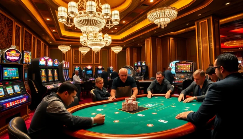 Experience the thrill of vswin as players strategize at a high-stakes poker table.